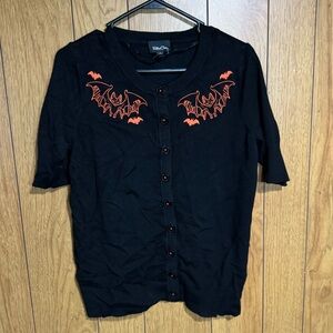 Torrid Black Cardigan with Orange Bat Design Size Large NWT
